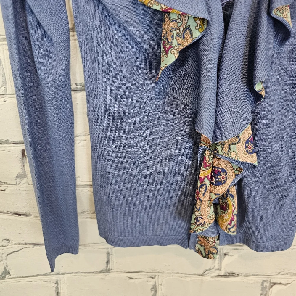 Etro Blue Ruffle Cardigan - Picture 4 of 6
